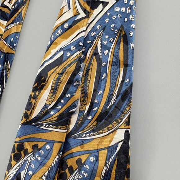 Martin Wong Blue / Tan Abstract Men's Tie 4" x 61" - Picture 4 of 4
